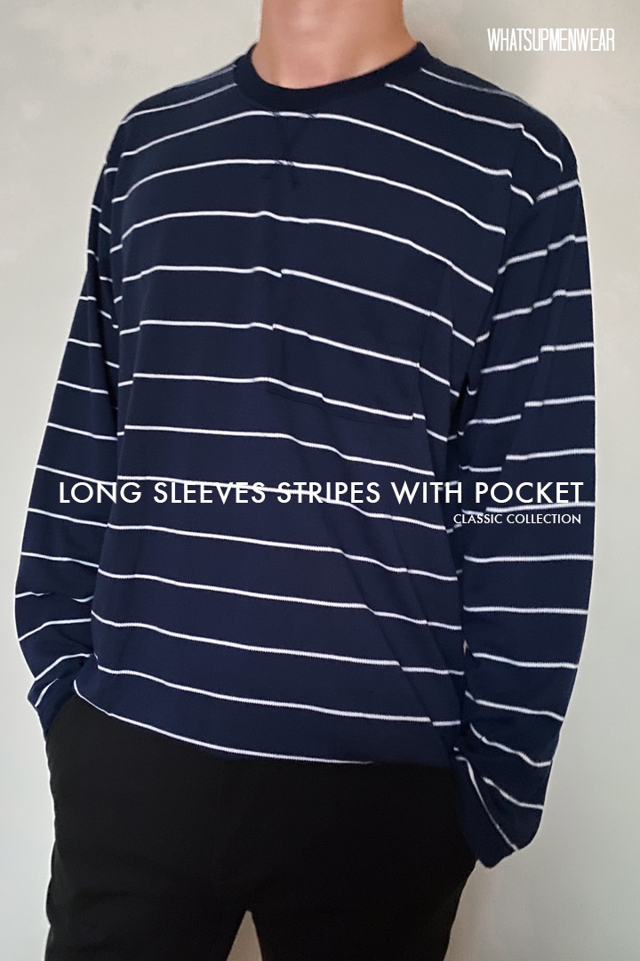 Long Sleeves Stripes With Pocket 