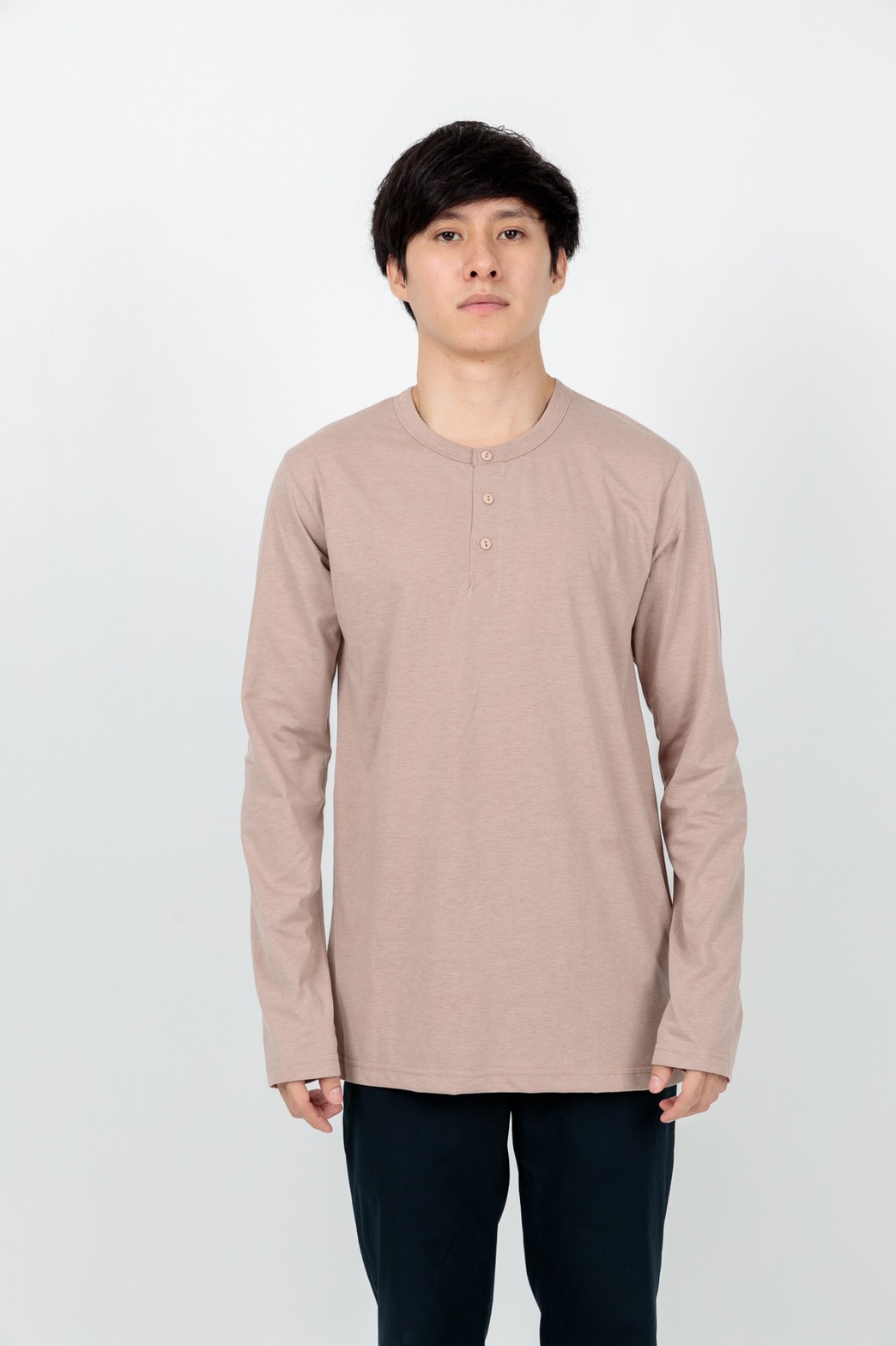 Button neck long sleeve