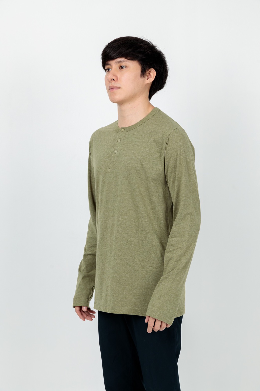Button neck long sleeve