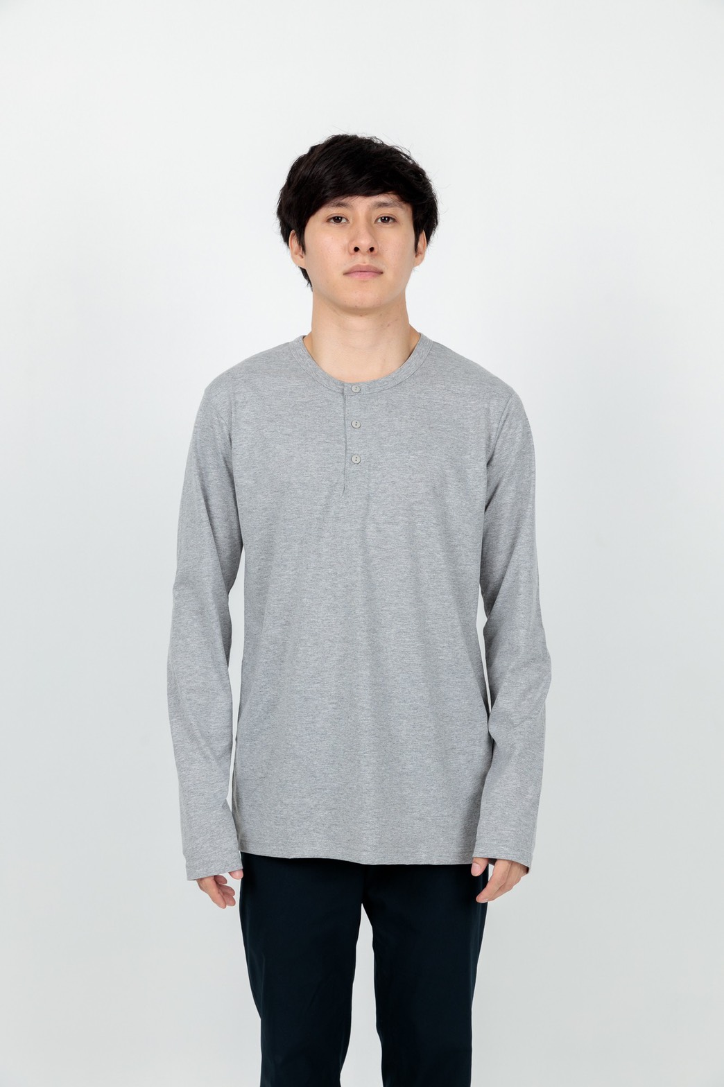 Button neck long sleeve