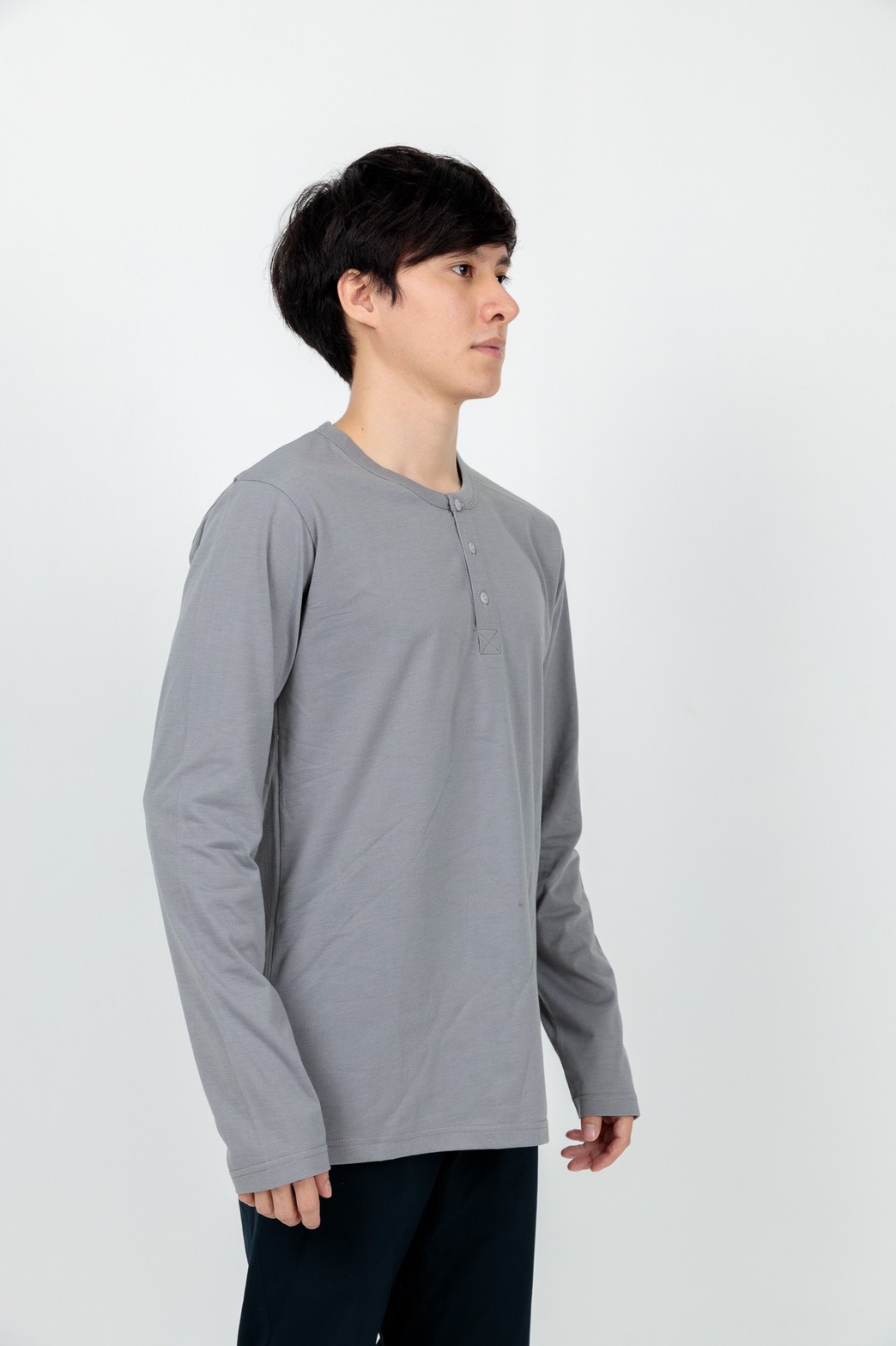 Button neck long sleeve