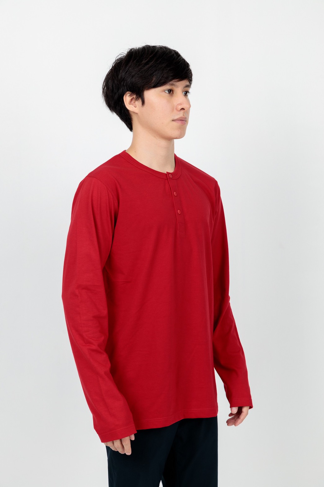 Button neck long sleeve