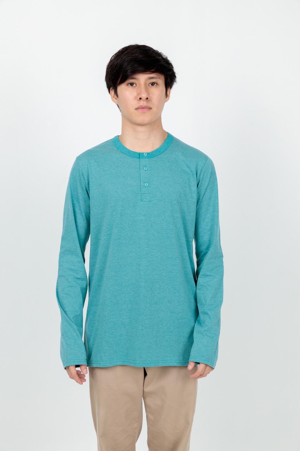 Button neck long sleeve
