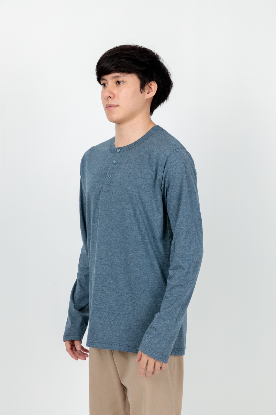 Button neck long sleeve