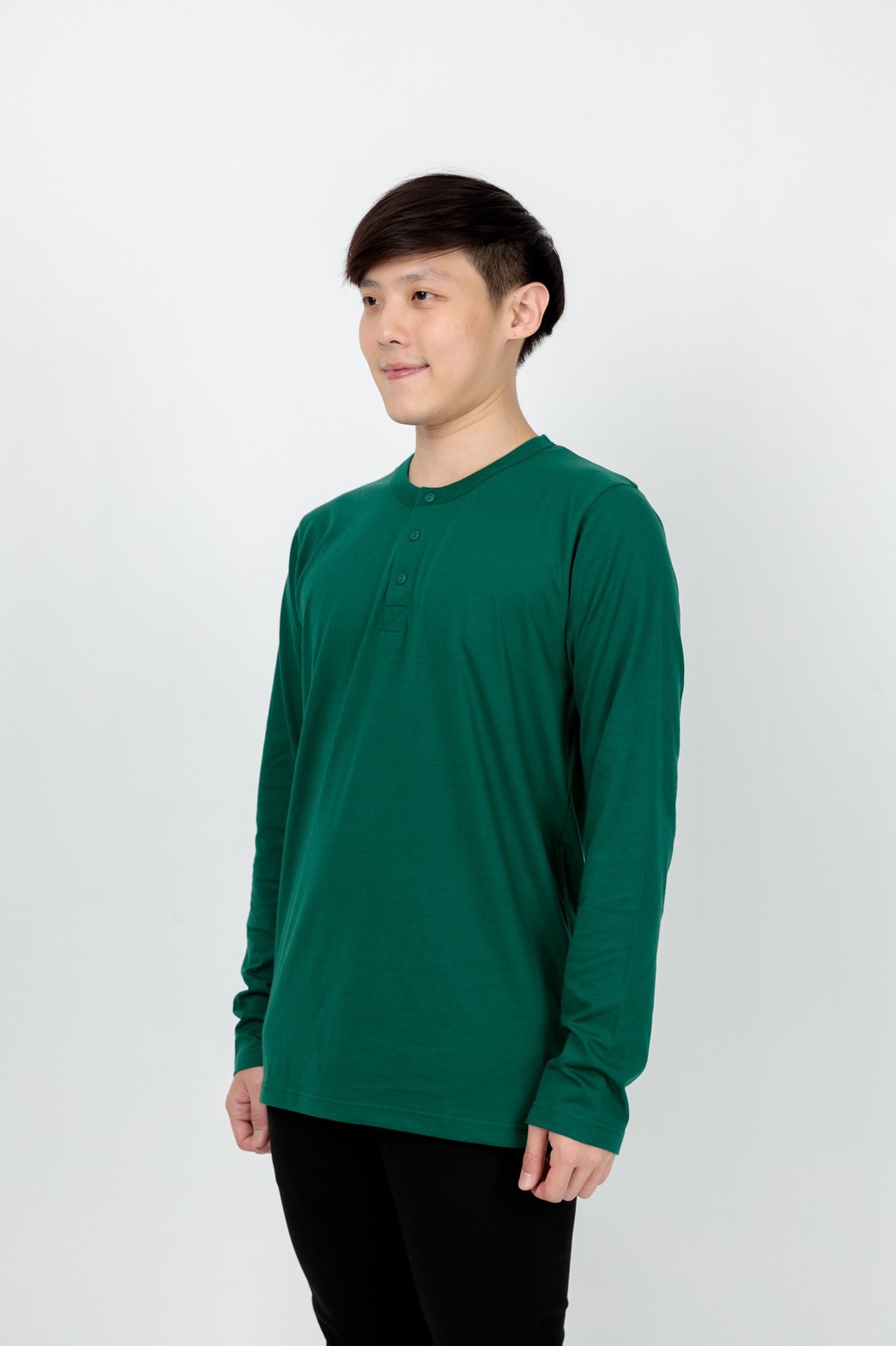 Button neck long sleeve