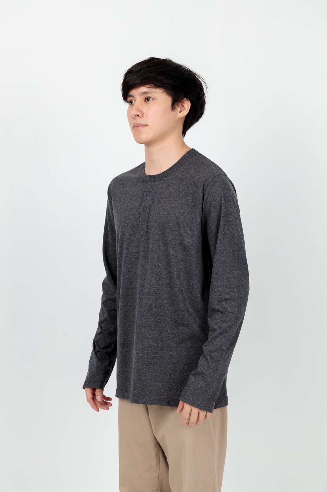 Button neck long sleeve