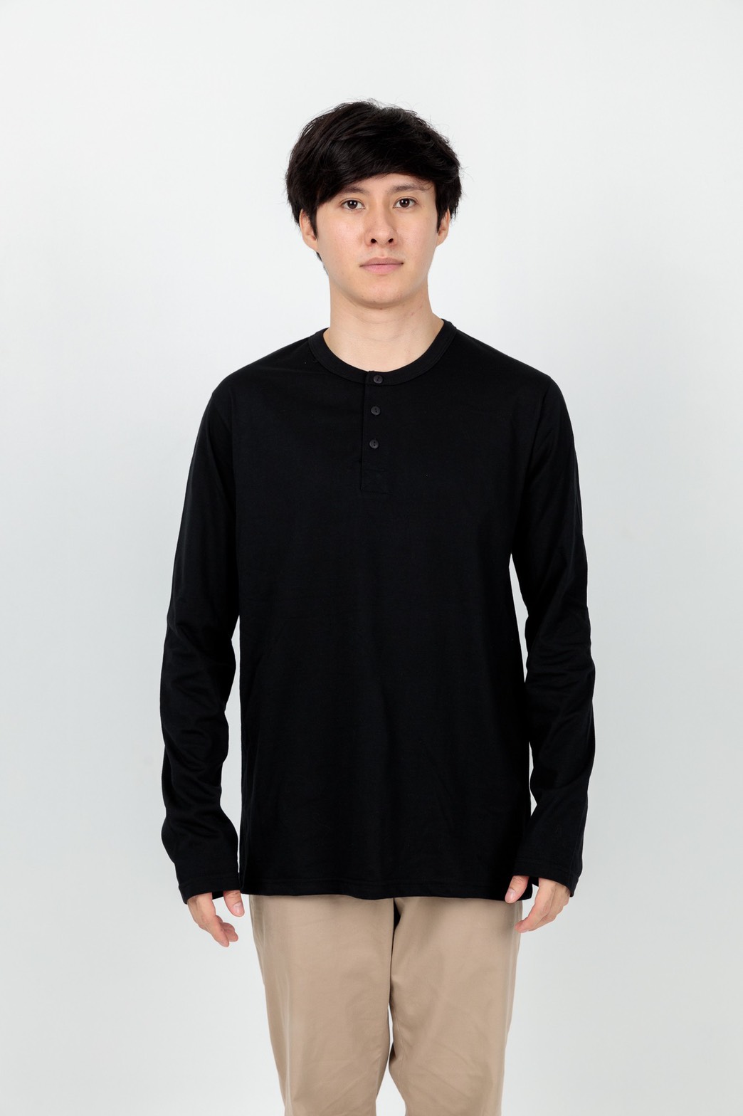 Button neck long sleeve