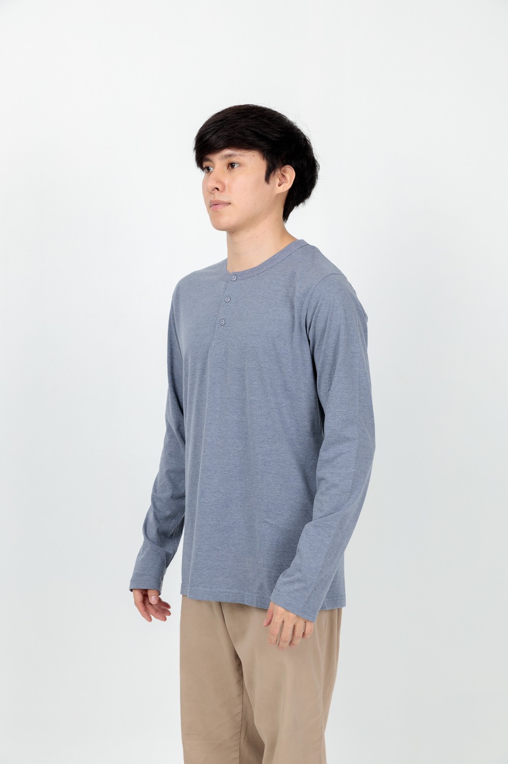 Button neck long sleeve