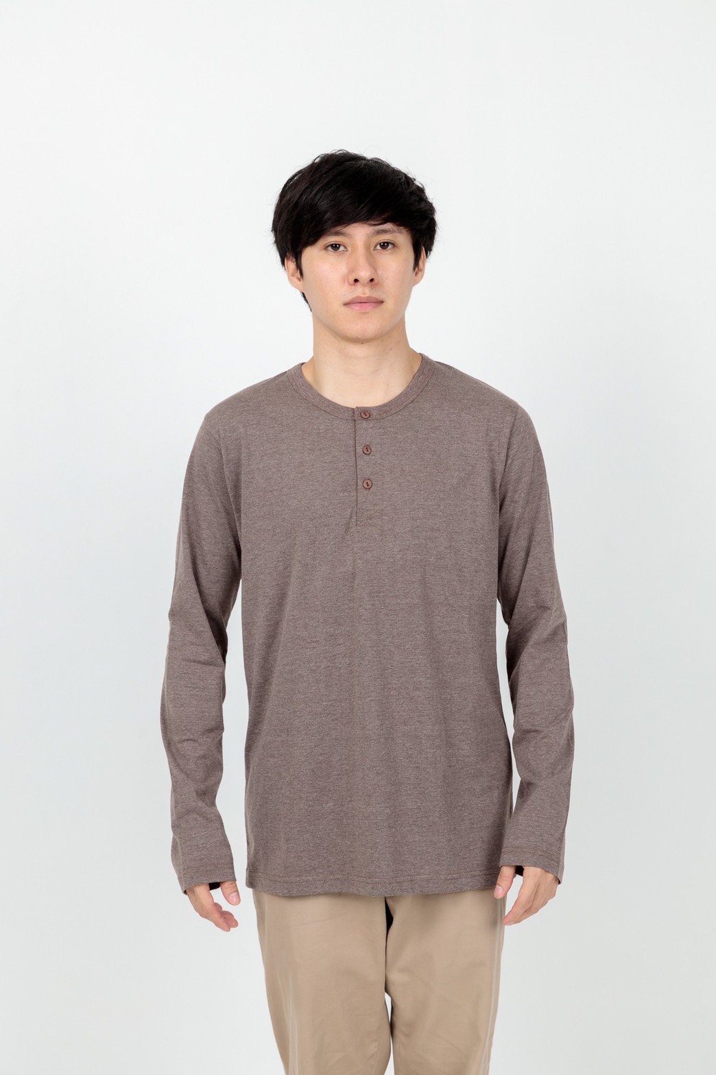 Button neck long sleeve
