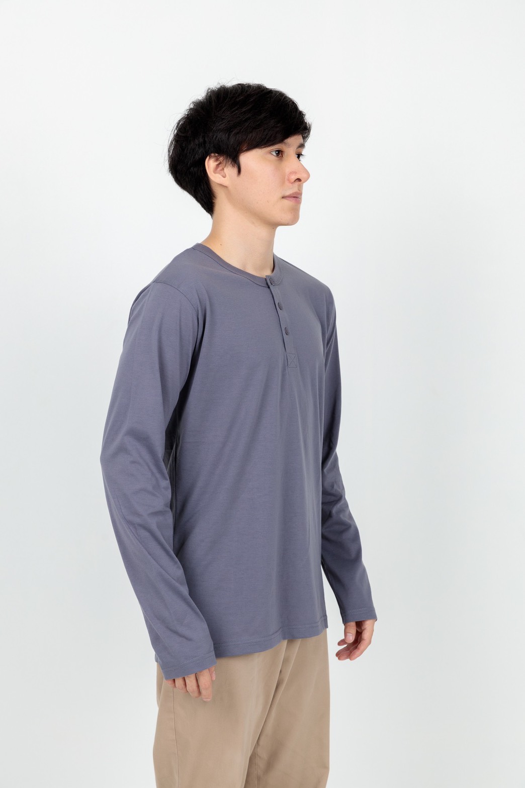 Button neck long sleeve