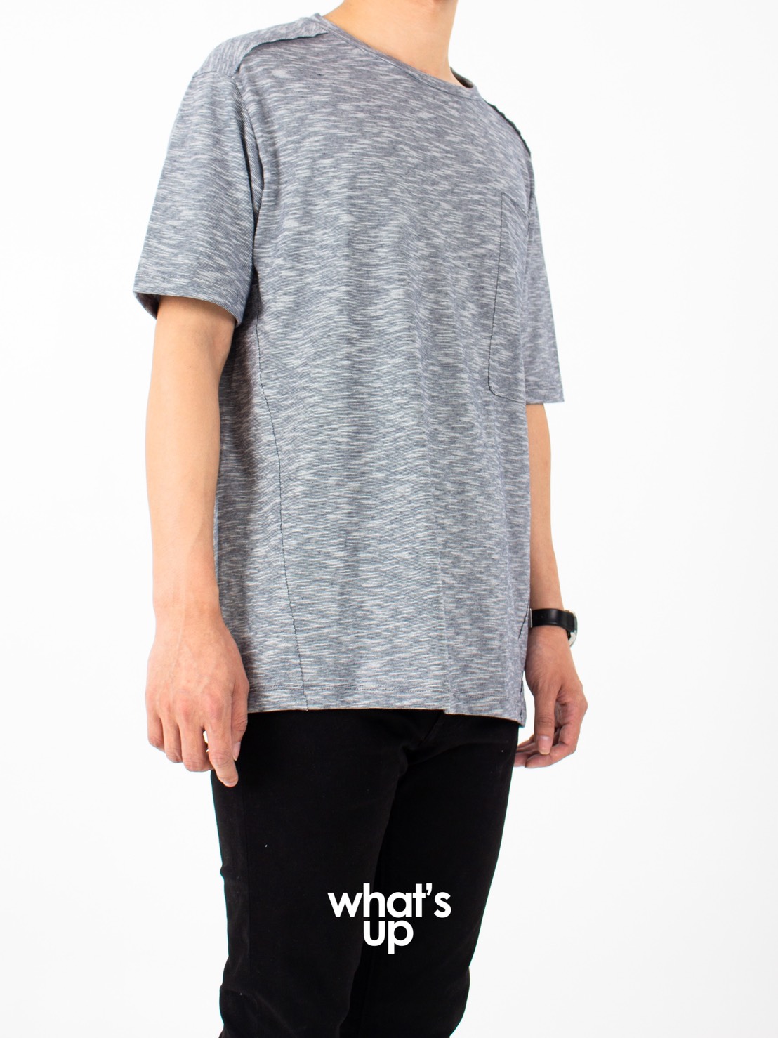 Oversize textured T shirt with pocket 