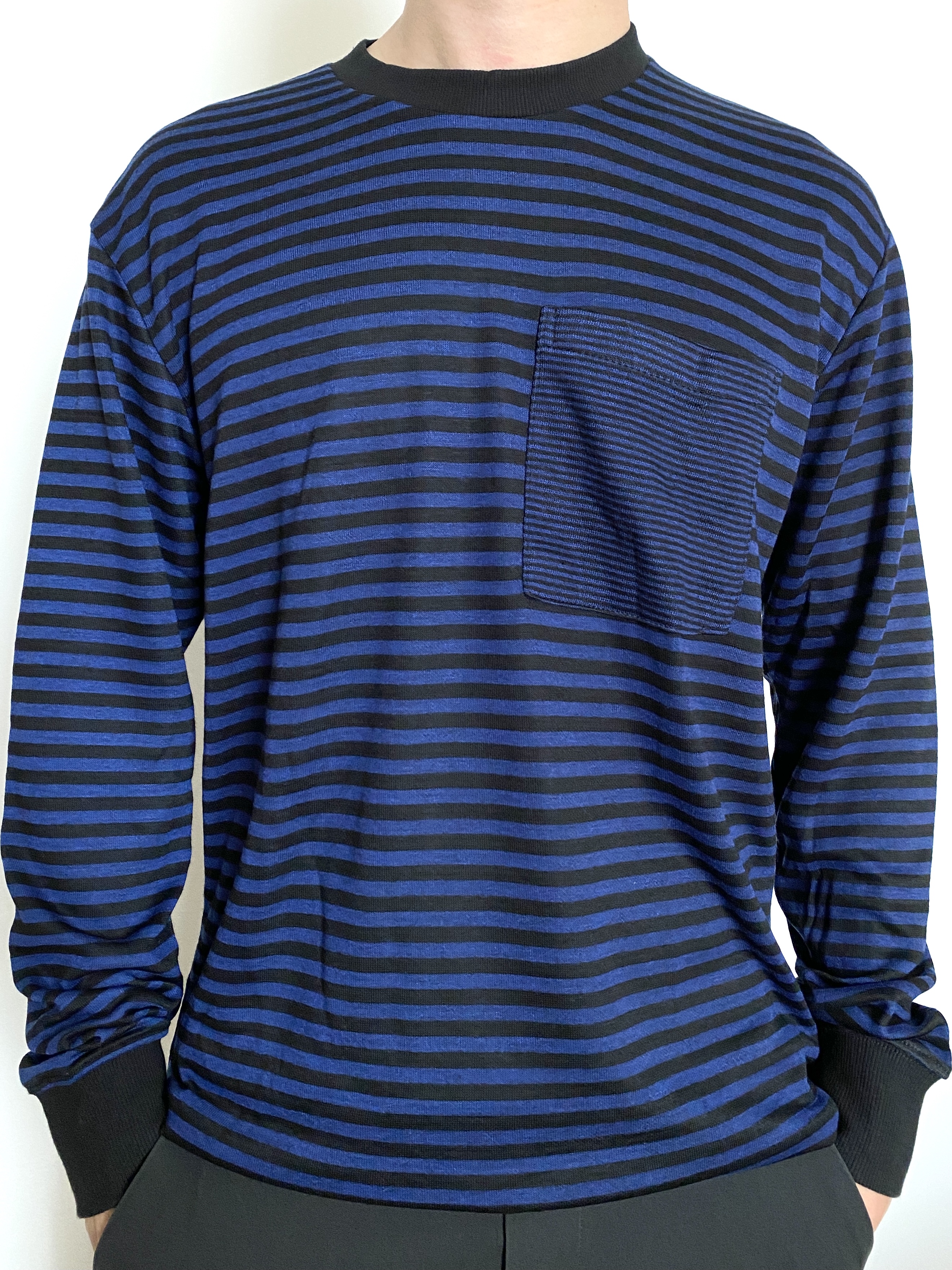 Stripes pocket long sleeves  Wool cotton material 