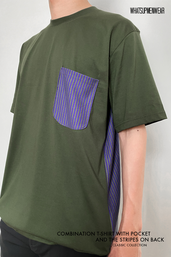 Combination T-Shirt with pocket and the stripes on back 