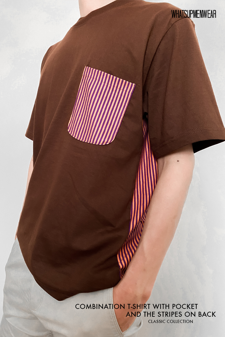 Combination T-Shirt with pocket and the stripes on back 
