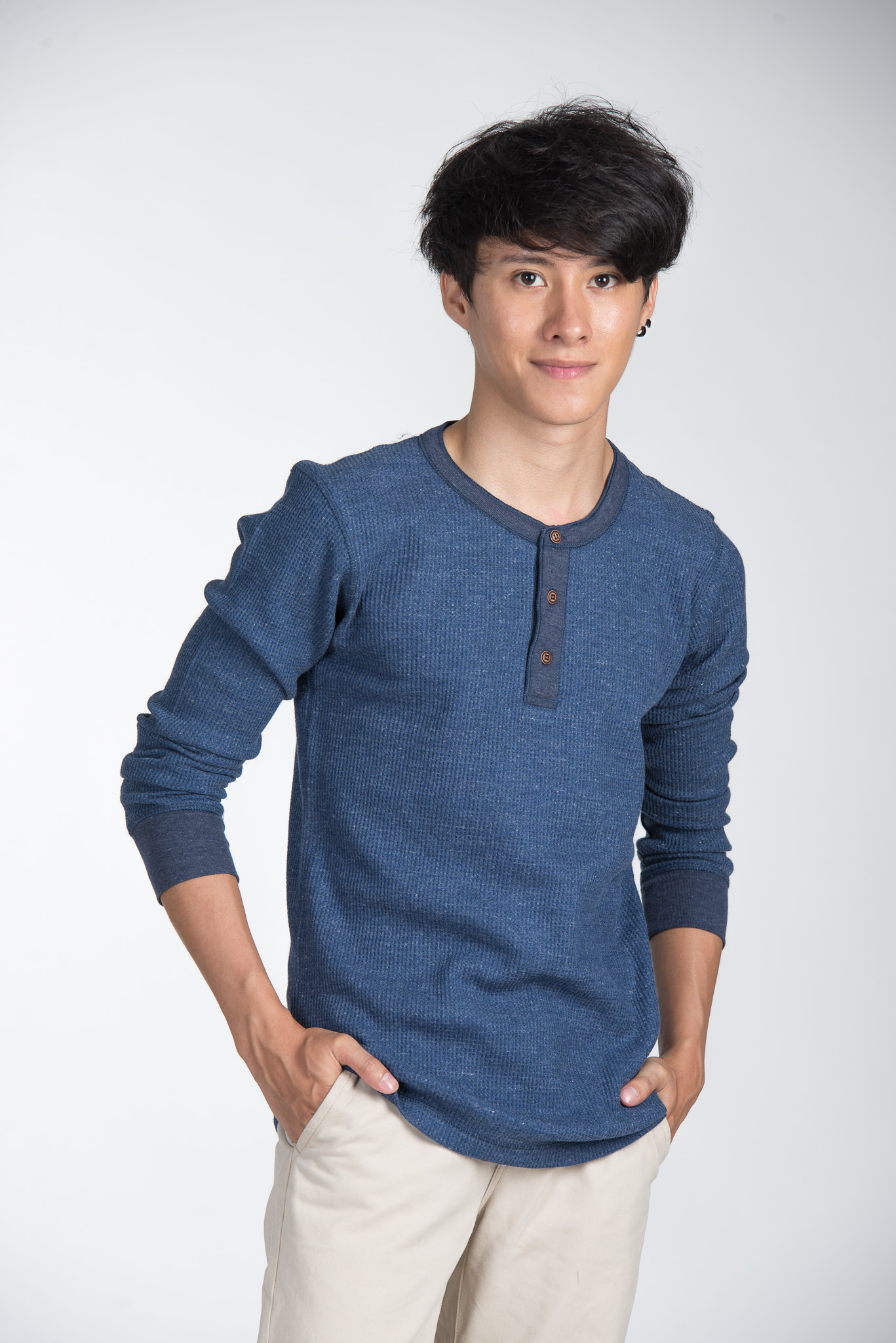 Button Waffle Long sleeve
