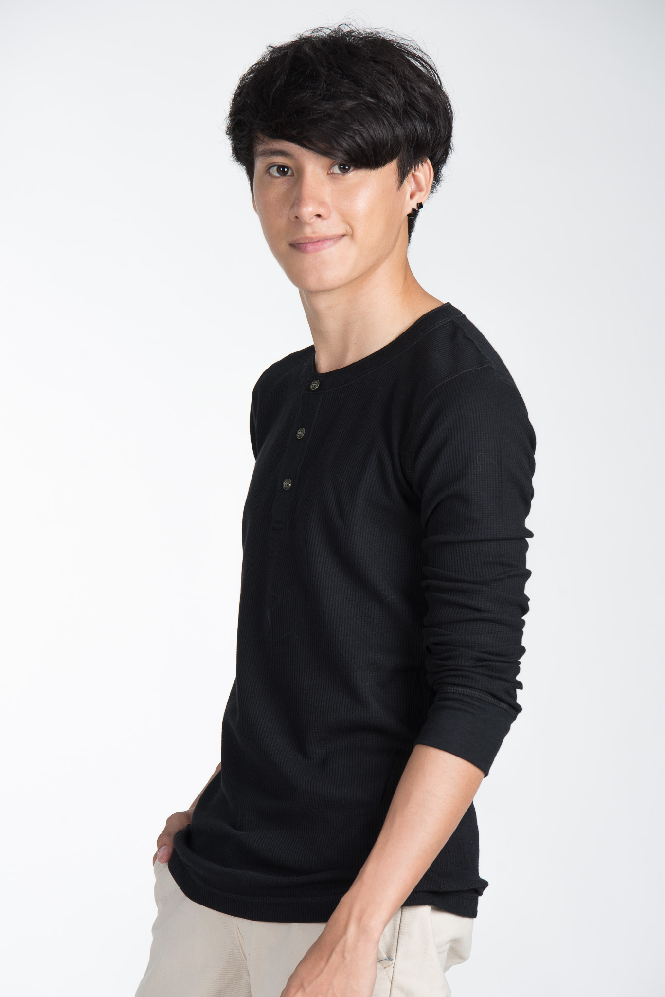 Button Waffle Long sleeve